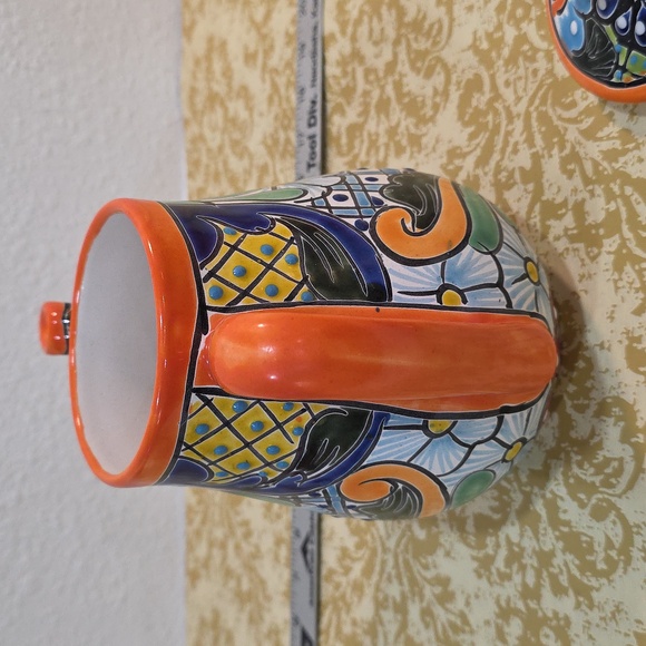 Mexican Enchanted Talavera Pottery Teapot Pitcher Coffee Pot 9” Hand Painted - Picture 3 of 6